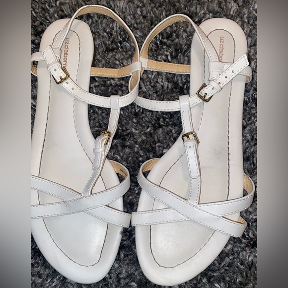 Liz Claiborne White Ankle Strap Sandal - Women's Size 10 - Picture 3 of 3